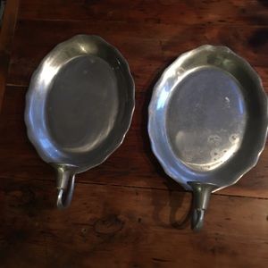 Two Antique Pewter Sconces